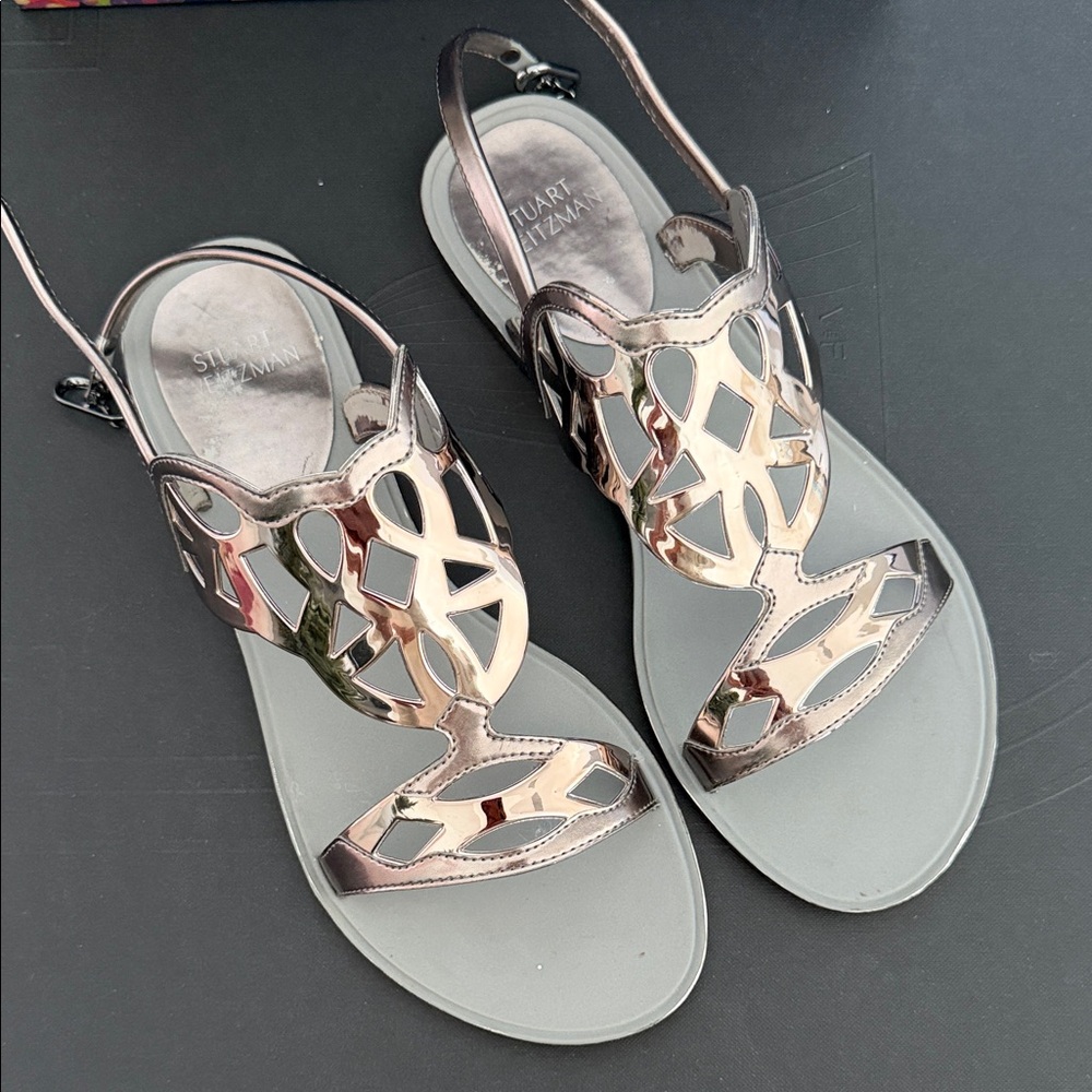 Stuart Weitzman Metallic Cutout Sandals